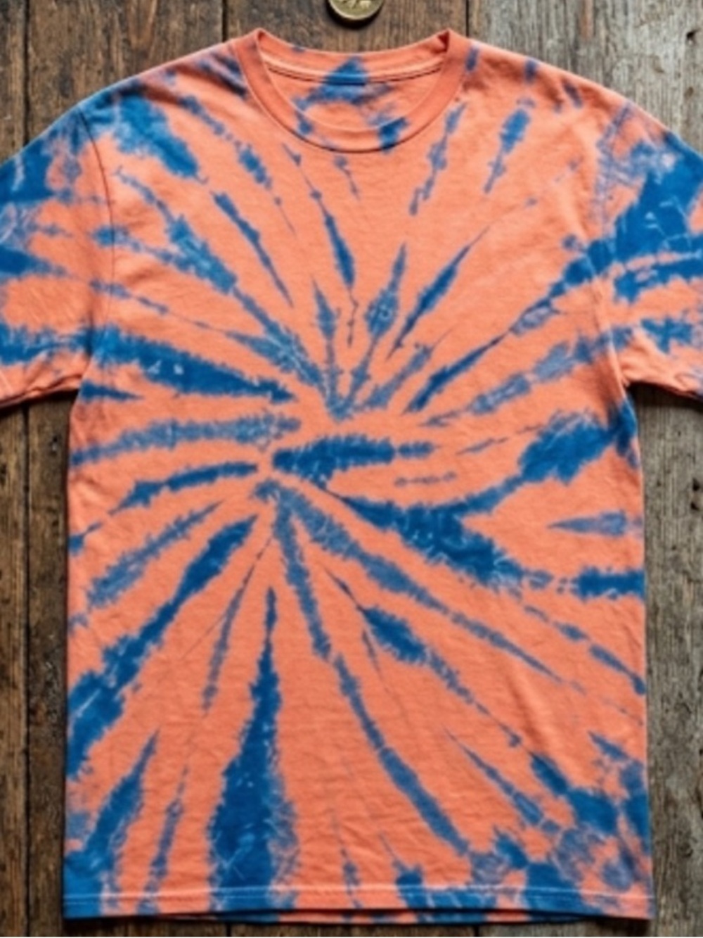 Custom Tie-Dye T-Shirt in Orange and Blue